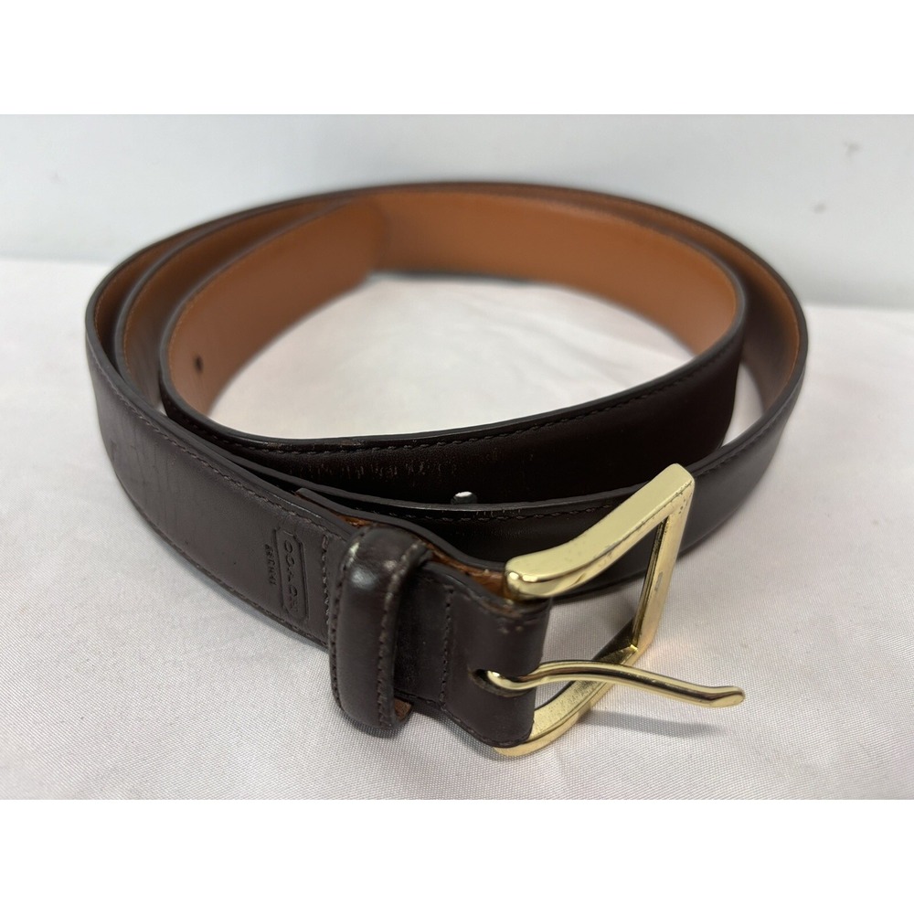 Coach Dark Brown Leather Belt Men's 42 Classic 1.25" Width